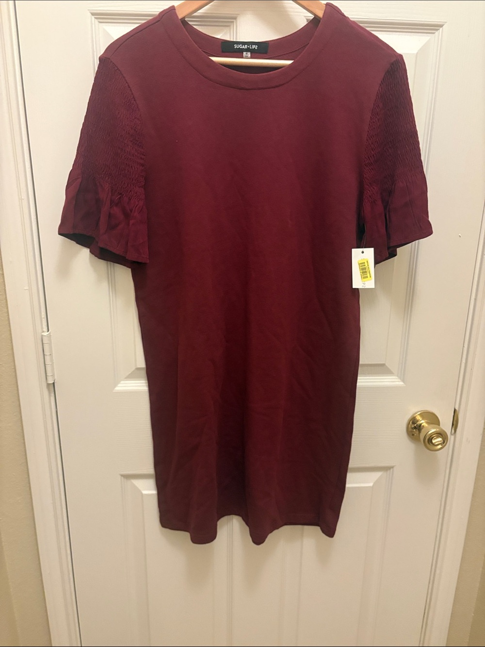 Sugarlips cotton  Short Sleeve Shirt Dress - Wine size M NWT A088